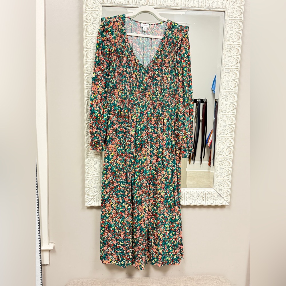 J. Crew Multicolor Floral Long Sleeve Dress